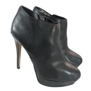 ALDO! BLACK ULTRA HIGH PLATFORM GENUINE LEATHER ANKLE ZIPPER BOOTS! SZ 8.5M